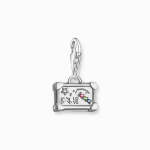 Charm Pendant - Colourful Vintage Suitcase - Silver