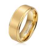 Men's Step Brushed Gold Tungsten Ring OY-R-100 - 9