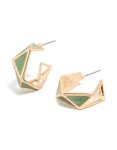 Goldair Gold Green Geometric Huggie Earrings