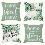 4PCS Contemporary Leaf Green & White Throw Pillow Covers - Soft Short Plush Zippered 45.72X45.72 Cm Cushion Cases For Sofa Bedro