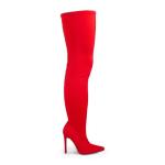 Red Lycra Over The Knee Stiletto Boots