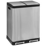 2 Division Recycling Silver Rectangular Pedal Bin Each Division 30LT