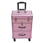 Boprcsh Professional Rolling Makeup Train Case With Drawers Portable Makeup Case Trolley Cosmetic Trolley Organizer Storage Case