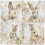 Tear Resistant Deco Print Paper Shabby Bunny 4'S