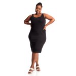Donnay Plus Size Casual Bodycon Dress - Black