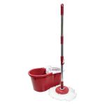Rotating 360 Magic Spin Mop And Plastic Bucket Set- Red