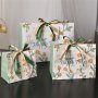 4PCS Floral Print Paper Tote Bags With Ribbon - Perfect For Weddings Birthdays & More - Versatile Gift & Shopping Bags