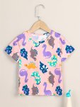 Girls Cute T Shirt Cartoon Dinosaurs Print Short Sleeve Tees Kids Summer Tops