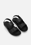 Polo Double Ankle Strap Leather Sandal - Black