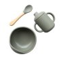 Baby Bowl Sippy Cup & Spoon Set Khaki Green