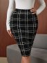 Plaid Print Slim Skirt Versatile High Waist Pencil Skirt For Spring & Summer Women's Clothing
