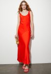 Scoop Neck Maxi Slip Dress With Low Back - Orange