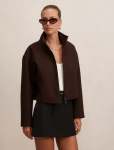 Fiona Funnel Neck Jacket - 16 Chocolate