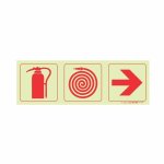 Photoluminescent 190MM Safety Sign F6 Fire Extinguisher Fire Hose Reel Arrow Right