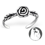 C137-27623 - 925 Sterling Silver Rose Adjustable Toe Ring