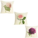 - Throw Cushion-pillow Cover-flower - Set Of 3 - No 2