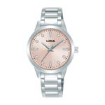 LORUS Women's Quartz Watch Silver Light Pink Sunray Dial