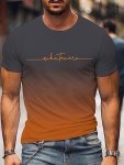 Men's Trendy Casual Crew Neck Graphic T-Shirt With Letter Print Outdoor Short Sleeve T-Shirt In Gradient Color Street Style For