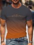 Men's Trendy Casual Crew Neck Graphic T-shirt With Letter Print Outdoor Short Sleeve T-Shirt In Gradient Color Street Style For Summer Daily Wear
