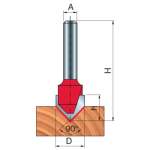 V-groove Router Bit D-12.7MM X H-10.0MM X H-44.4MM X A-90 X A-1 4" 20-10425P