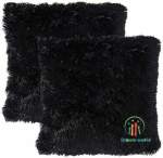 Smte Soft Fluffy Pillow Cover Set Black With Keychain