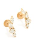 Surgical Steel Cubic Zirconia Leaf Flat Back Studs
