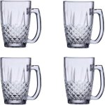 4PC 310ML Glass Diamond Embossed Base Glass Coffee Mug