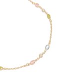 Goldair Gold Plated Pink Blue & Green Cubic Zirconia Ovals Necklace