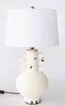 Off-white Distressed Ceramic Lamp With Shade Finial & Harp 69.5X41CM