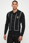 Ben Sherman Ace Caf Chequerboard Btn Through Polo Long Sleeve - Black