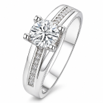 925 Silver Plated Cubic Zirconia Halo Engagement Style Ring