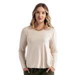 Back Button Detail Long Sleeve Top - Stone L xl