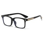 Classic Black Glasses Non Prescription Eyeglasses For Man Women Thick Square Frame Eyewear Golden