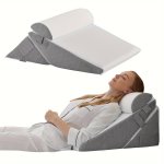 3PCS Bed Wedge Pillow Set Foam Wedge Pillow For Postoperative Back Leg And Knee Support Adjustable 9 & 30.48 Cm Folding Triangul