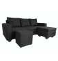 Clif Corner Couch With Foot Stool-black