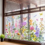 Charming Butterfly & Wildflower Window Clings - Reusable Double-sided Pvc Decals For Home And Office Decor