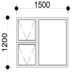 Aluminium Window PTT1512 Clear 1500×1200 Natural
