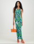 Plisse Open Back Dress - Green Tie Dye - Green / S