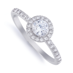 Sterling Silver & Cubic Zirconia Halo Solitaire Ring