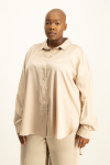 Dani Oversized Satin Shirt - Stone - XL
