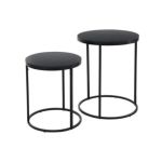 Trends - Two Metal Side Tables With Pinewood Top - Black