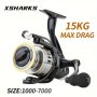 Xsharks HE1000-7000 Series Fishing Reel 5.2:1 Speed Ratio 15KG Maximum Brake Force Cnc Metal Rocking Arm Eva/metal Ball Handle Optional Suitable For Both Fresh