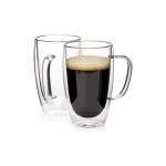 2 Piece Borosilicate 350ML Double Wall Glass Set Clear