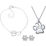 Cute Puppy Love Paw Set Necklace Earrings & Bracelet