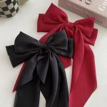 3 5PCS Elegant Solid Color Ribbon Bowknot Hair Clip Retro Hair Decoration Trendy Hair Accessories