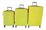 Smte 3-PIECE Abs Luggage Set With Floral Spinner Wheels & Lock-yellow tan With Keychain