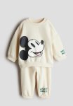 2 Piece Motif-detail Set - Cream mickey Mouse