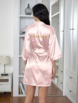 Letter Night Robe Short Sleeve Elegant Bridesmaid Robe With Belt Women's Sleepwear