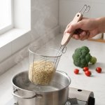 Stainless Steel Frying Basket With Wooden Handle