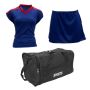 Netball Top & Skirt Kit Set For Women's Team Of 10-SKY Blue/white & Bag